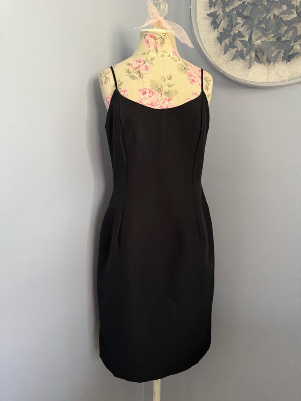 Vintage Opening Night Black Midi Dress with Spaghetti Straps